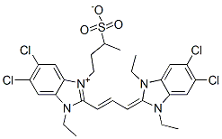 5,6-dichloro-2-[3-(5,6-dichloro-1,3-diethyl-1,3-dihydro-2H-benzimidazol-2-ylidene)-1-propenyl]-1-ethyl-3-(3-sulphonatobutyl)-1H-benzimidazolium Struktur