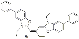 3-ethyl-2-[2-[(3-ethyl-5-phenyl-3H-benzoxazol-2-ylidene)methyl]but-1-enyl]-5-phenylbenzoxazolium bromide Struktur