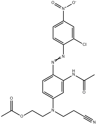 2-[[3-acetamido-4-[(2-chloro-4-nitrophenyl)azo]phenyl](2-cyanoethyl)amino]ethyl acetate Struktur