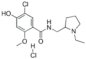 5-chloro-N-[(1-ethyl-2-pyrrolidinyl)methyl]-4-hydroxy-2-methoxybenzamide monohydrochloride Struktur