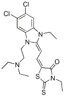 5-[2-[5,6-dichloro-1-[2-(diethylamino)ethyl]-3-ethylbenzimidazolin-2-ylidene]ethylidene]-3-ethylrhodanine Struktur