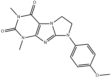 7,8-Dihydro-8-(p-methoxyphenyl)-1,3-dimethyl-1H-imidazo[2,1-f]purine-2,4(3H,6H)-dione Struktur