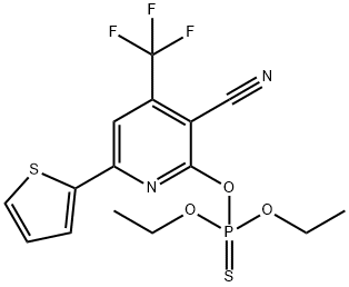 2-[(DIETHOXYPHOSPHOROTHIOYL)OXY]-6-(2-THIENYL)-4-(TRIFLUOROMETHYL)NICOTINONITRILE Struktur