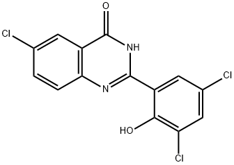 6-Chloro-2-(3,5-dichloro-2-hydroxyphenyl)quinazolin-4(1H)-one Struktur