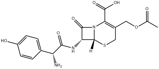 [6R-[6alpha,7beta(R*)]]-3-(acetoxymethyl)-7-[amino(4-hydroxyphenyl)acetamido]-8-oxo-5-thia-1-azabicyclo[4.2.0]oct-2-ene-2-carboxylic acid Struktur