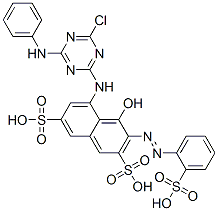 5-[[4-chloro-6-(phenylamino)-1,3,5-triazin-2-yl]amino]-4-hydroxy-3-[(2-sulphophenyl)azo]naphthalene-2,7-disulphonic acid Struktur