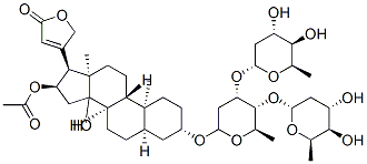 [(3S,5R,8R,9S,10S,13R,16R,17S)-3-[(2R,4S,5R,6R)-4,5-bis[[(2R,4S,5R,6R) -4,5-dihydroxy-6-methyl-oxan-2-yl]oxy]-6-methyl-oxan-2-yl]oxy-14-hydro xy-10,13-dimethyl-17-(5-oxo-2H-furan-3-yl)-1,2,3,4,5,6,7,8,9,11,12,15, 16,17-tetradecahydrocyclopenta[a]phenanthren-16-yl] acetate Struktur