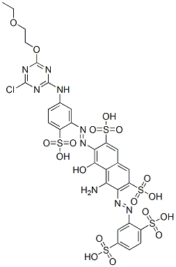 4-amino-6-[[5-[[4-chloro-6-(2-ethoxyethoxy)-1,3,5-triazin-2-yl]amino]-2-sulphophenyl]azo]-3-[(2,5-disulphophenyl)azo]-5-hydroxynaphthalene-2,7-disulphonic acid Struktur