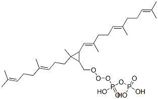 [[2-(4,8-dimethylnona-3,7-dienyl)-2-methyl-3-(2,6,10-trimethylundeca-1,5,9-trienyl)cyclopropyl]methoxy-hydroxy-phosphoryl]oxyphosphonic acid Struktur