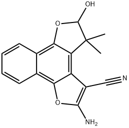 2-Amino-4,5-dihydro-5-hydroxy-4,4-dimethyl-naphtho[1,2-b:4,3<br>-b'']difuran-3-carbonitrile Struktur