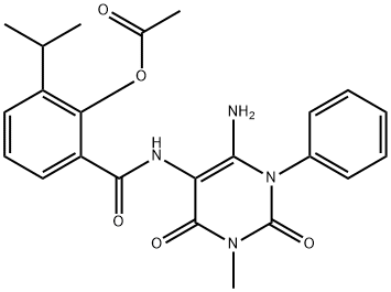 Benzamide,  2-(acetyloxy)-N-(6-amino-1,2,3,4-tetrahydro-3-methyl-2,4-dioxo-1-phenyl-5-pyrimidinyl)-3-(1-methylethyl)- Struktur