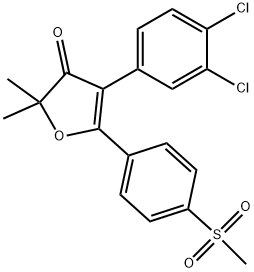 4-(3,4-dichlorophenyl)-2,2-dimethyl-5-(4-(methylsulfonyl)phenyl)furan-3(2H)-one Struktur