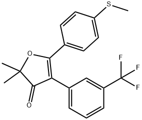 2,2-dimethyl-5-(4-(methylthio)phenyl)-4-(3-(trifluoromethyl)phenyl)furan-3(2H)-one Struktur