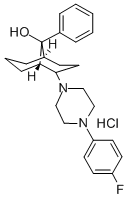 Bicyclo(3.3.1)nonan-9-ol, 2-(4-(4-fluorophenyl)-1-piperazinyl)-9-pheny l-, monohydrochloride Struktur