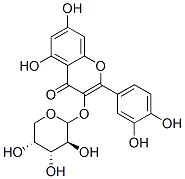 3-(arabinosyloxy)-2-(3,4-dihydroxyphenyl)-5,7-dihydroxy-4H-1-benzopyran-4-one Struktur