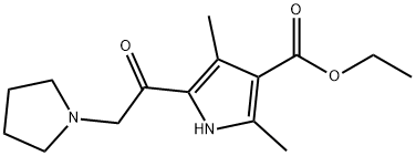 1H-Pyrrole-3-carboxylicacid,2,4-dimethyl-5-(1-pyrrolidinylacetyl)-,ethylester(9CI) Struktur