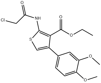 2-(2-CHLORO-ACETYLAMINO)-4-(3,4-DIMETHOXY-PHENYL)-THIOPHENE-3-CARBOXYLIC ACID ETHYL ESTER Struktur