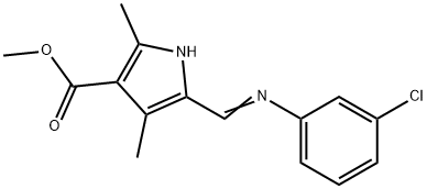 1H-Pyrrole-3-carboxylicacid,5-[[(3-chlorophenyl)imino]methyl]-2,4-dimethyl-,methylester(9CI) Struktur