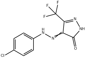 (Z)-4-(2-(4-CHLOROPHENYL)HYDRAZONO)-3-(TRIFLUOROMETHYL)-1H-PYRAZOL-5(4H)-ONE Struktur