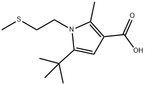 5-(tert-butyl)-2-methyl-1-[2-(methylthio)ethyl]-1H-pyrrole-3-carboxylic acid Struktur