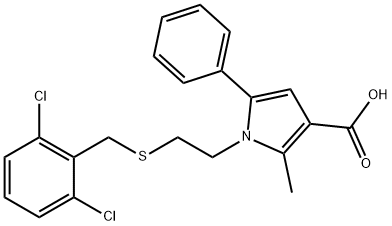 1-(2,6-DICHLOROBENZYL)THIOETHYL-2-METHYL 5-PHENYLPYRROLE-3-CARBOXYLIC ACID Struktur