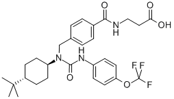 N-[4-[[[反式-4-(1,1-二甲基乙基)環(huán)己基][[[4-(三氟甲氧基)苯基]氨基]羰基]氨基]甲基]芐基]-B-丙氨酸, 307983-31-9, 結(jié)構(gòu)式