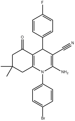 2-amino-1-(4-bromophenyl)-4-(4-fluorophenyl)-7,7-dimethyl-5-oxo-1,4,5,6,7,8-hexahydro-3-quinolinecarbonitrile Struktur