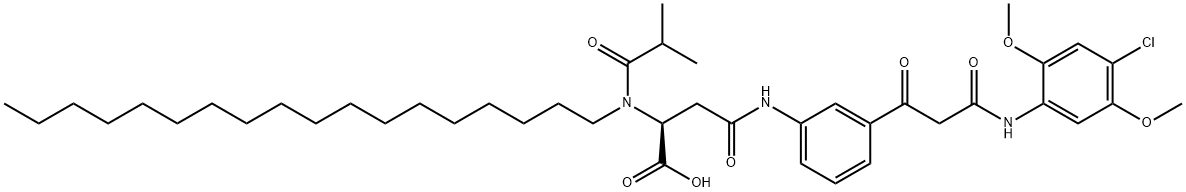 N-[3-[3-[(4-chloro-2,5-dimethoxyphenyl)amino]-1,3-dioxopropyl]phenyl]-N2-(2-methylpropionyl)-N2-octadecyl-L-asparagine Struktur