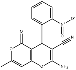 4H,5H-PYRANO[4,3-B]PYRAN-3-CARBONITRILE, 2-AMINO-7-METHYL-4-(2-NITROPHENYL)-5-OXO- Struktur