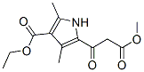 1H-Pyrrole-2-propanoicacid,4-(ethoxycarbonyl)-3,5-dimethyl-beta-oxo-,methylester(9CI) Struktur