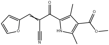 1H-Pyrrole-3-carboxylicacid,5-[2-cyano-3-(2-furanyl)-1-oxo-2-propenyl]-2,4-dimethyl-,methylester(9CI) Struktur