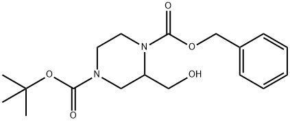 1-BENZYL 4-TERT-BUTYL 2-(HYDROXYMETHYL)PIPERAZINE-1,4-DICARBOXYLATE Struktur