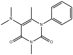 2,4(1H,3H)-Pyrimidinedione, 3,6-dimethyl-5-dimethylamino-1-phenyl- Struktur