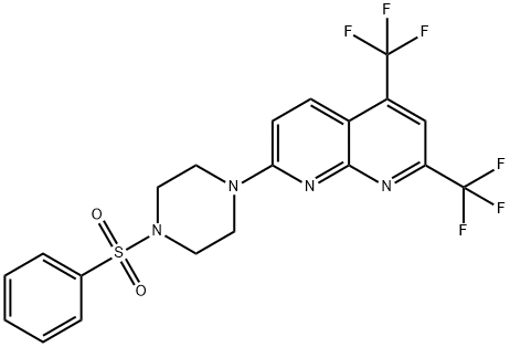 Piperazine, 1-[5,7-bis(trifluoromethyl)-1,8-naphthyridin-2-yl]-4-(phenylsulfonyl)- (9CI) Struktur