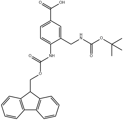 FMOC-4-AMINO-3-(BOC-AMINOMETHYL)-BENZOIC ACID Struktur