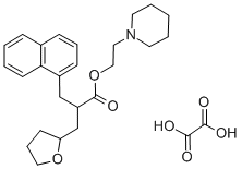 alpha-(1-Naphthylmethyl)tetrahydro-2-furanpropionic acid 2-piperidinoe thyl ester oxalate Struktur