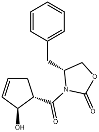 (4R)-3-[((1S,2S)-2-Hydroxy-3-cyclopenten-1-yl)carbonyl]-4-(phenylMethyl)-1,3-oxazolidin-2-one Struktur