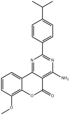 4-Amino-2-(4-isopropylphenyl)-7-methoxy-5H-[1]benzopyrano[4,3-d]pyrimidin-5-one Struktur