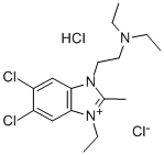 5,6-dichloro-3-[2-(diethylamino)ethyl]-1-ethyl-2-methylbenzimidazolium chloride monohydrochloride Struktur