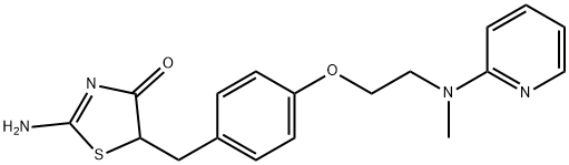 2-Amino-5-[[4-[2-(methyl-2-pyridinylamino)ethoxy]phenyl]methyl]-4(5H)-thiazolone Struktur