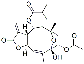 2-Methylpropanoic acid (3aR,4R,6R,8S,9S,10Z,11aR)-8-acetoxy-2,3,3a,4,5,6,7,8,9,11a-decahydro-9-hydroxy-6,10-dimethyl-3-methylene-2-oxo-6,9-epoxycyclodeca[b]furan-4-yl ester Struktur