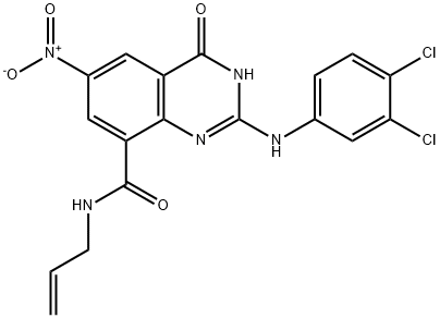 2-[(3,4-DICHLOROPHENYL)AMINO]-1,4-DIHYDRO-6-NITRO-4-OXO-N-2-PROPENYL-8-QUINAZOLINECARBOXAMIDE Struktur