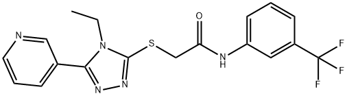 2-{[4-ethyl-5-(3-pyridinyl)-4H-1,2,4-triazol-3-yl]sulfanyl}-N-[3-(trifluoromethyl)phenyl]acetamide Struktur