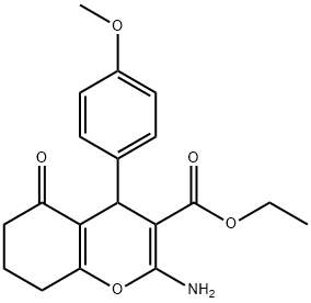 ethyl 2-amino-4-(4-methoxyphenyl)-5-oxo-5,6,7,8-tetrahydro-4H-chromene-3-carboxylate Struktur