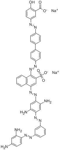 disodium 5-[[4'-[[4-[[diamino[[3-[(2,4-diaminophenyl)azo]phenyl]azo]phenyl]azo]sulphonato-1-naphthyl]azo][1,1'-biphenyl]-4-yl]azo]salicylate Struktur