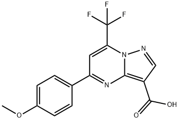 5-(4-methoxyphenyl)-7-(trifluoromethyl)pyrazolo[1,5-a]pyrimidine-3-carboxylic acid Struktur