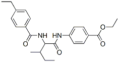 Benzoic acid, 4-[[2-[(4-ethylbenzoyl)amino]-3-methyl-1-oxopentyl]amino]-, ethyl ester (9CI) Struktur