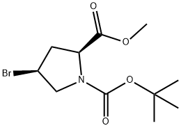 (2S,4S)-1-tert-butyl 2-Methyl 4-broMopyrrolidine-1,2-dicarboxylate Struktur