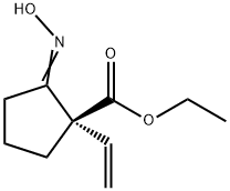 Cyclopentanecarboxylic acid, 1-ethenyl-2-(hydroxyimino)-, ethyl ester, (1R)- Struktur