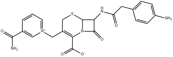 Pyridinium, 1-7-2-(p-aminophenyl)acetamido-2-carboxy-8-oxo-5-thia-1-azabicyclo4.2.0oct-2-en-3-ylmethyl-3-carbamoyl-, hydroxide, inner salt Struktur